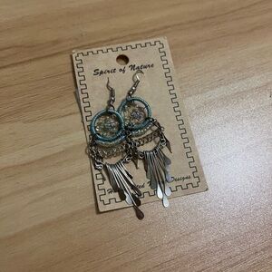 Silver and Blue Dreamcatcher Earrings